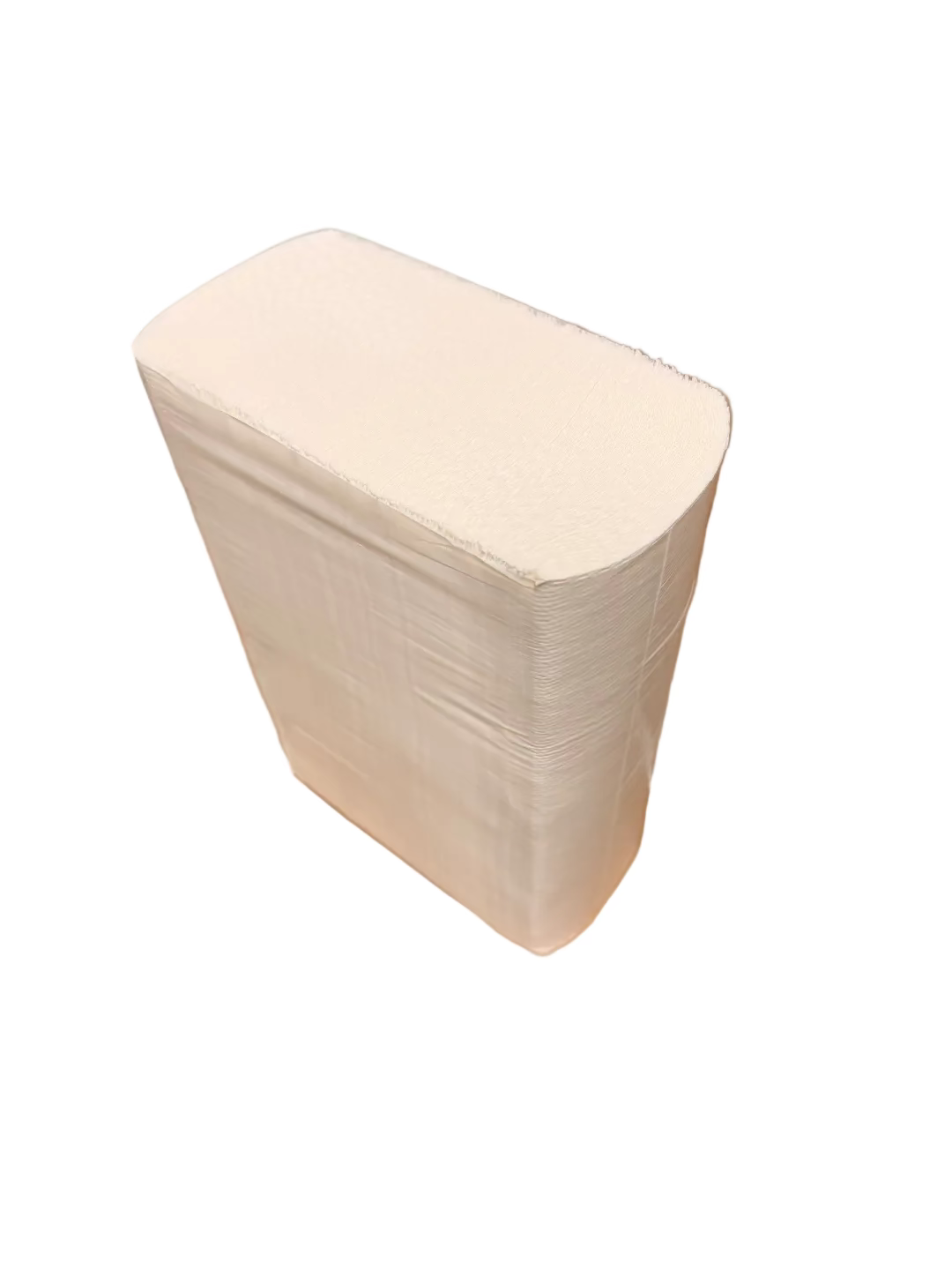 Stack of white paper towels on a cardboard box